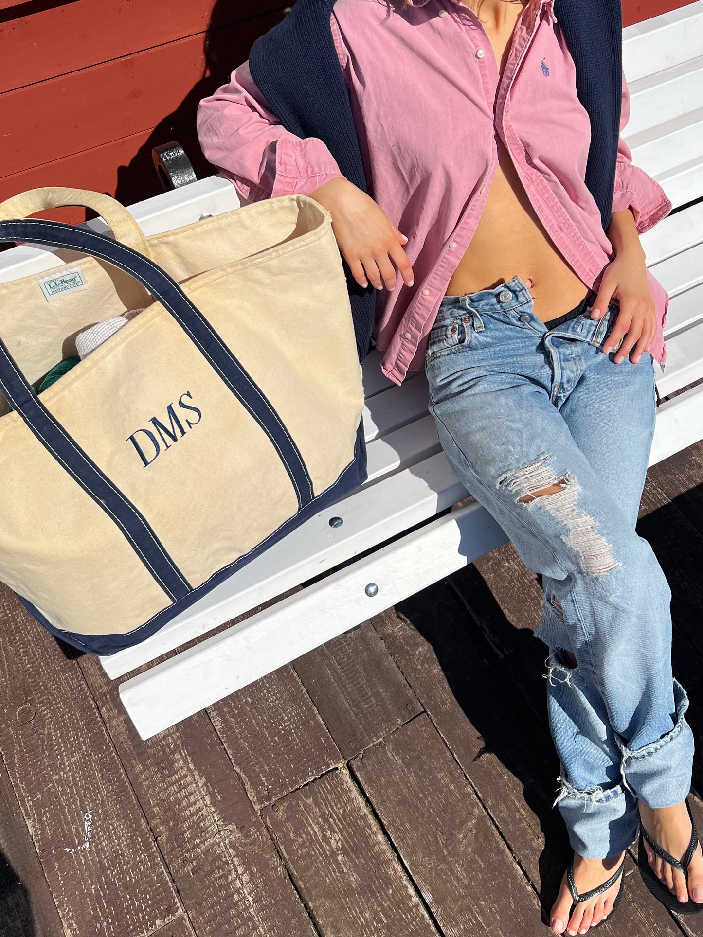 L.L. BEAN BOAT AND TOTE BAG "DMS"