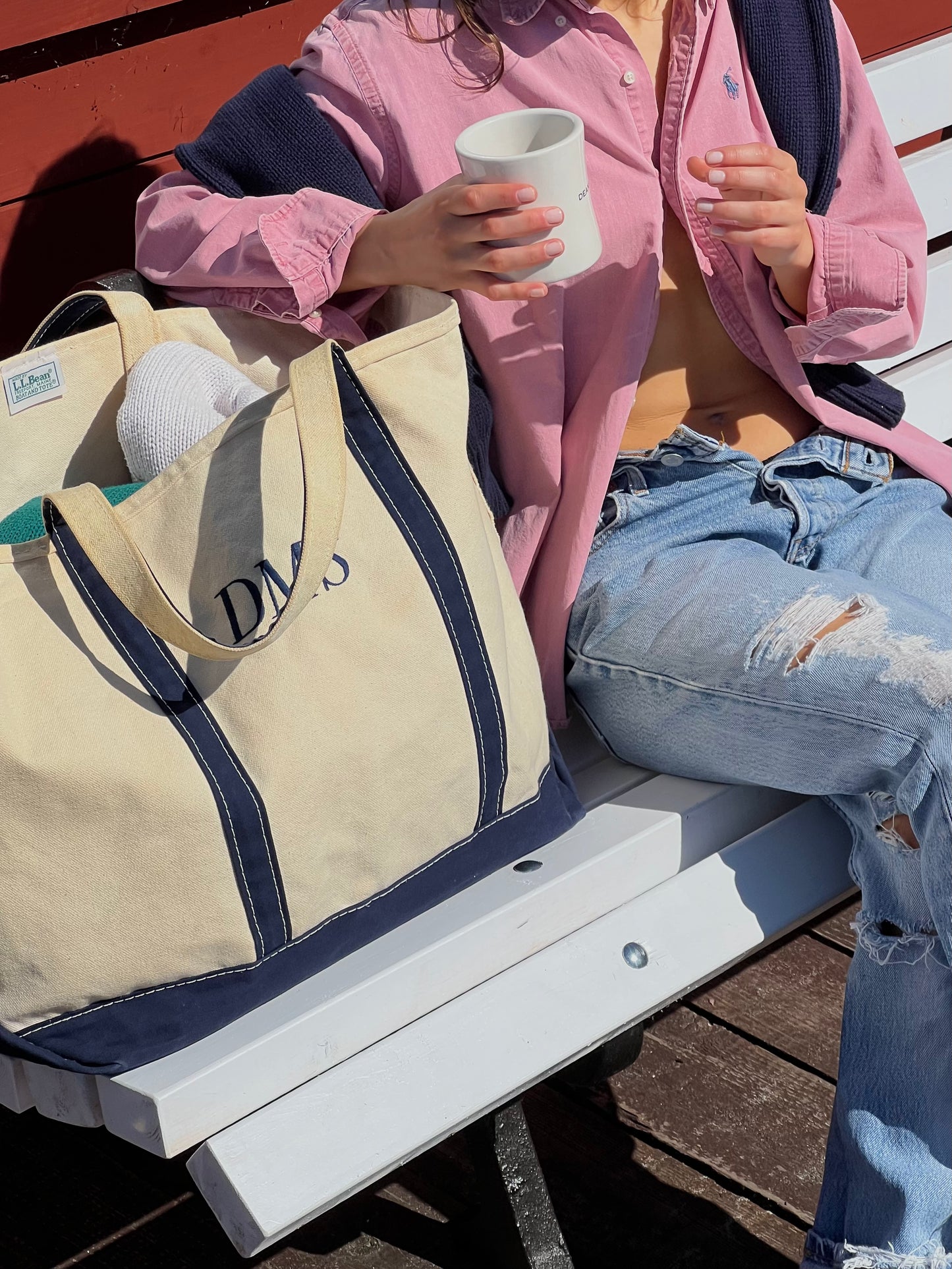 L.L. BEAN BOAT AND TOTE BAG "DMS"