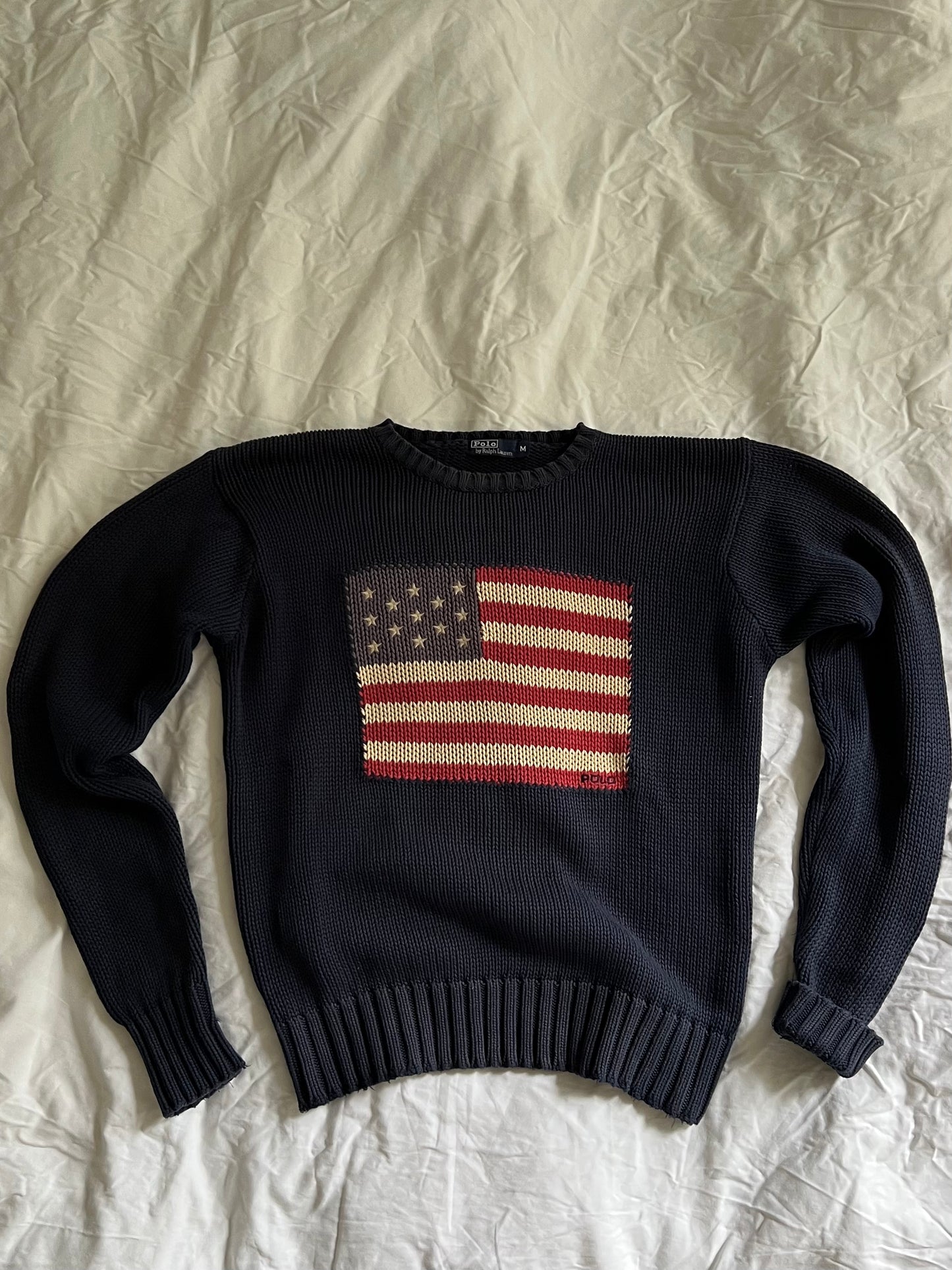 POLO BY RALPH LAUREN FLAG SWEATER MEDIUM