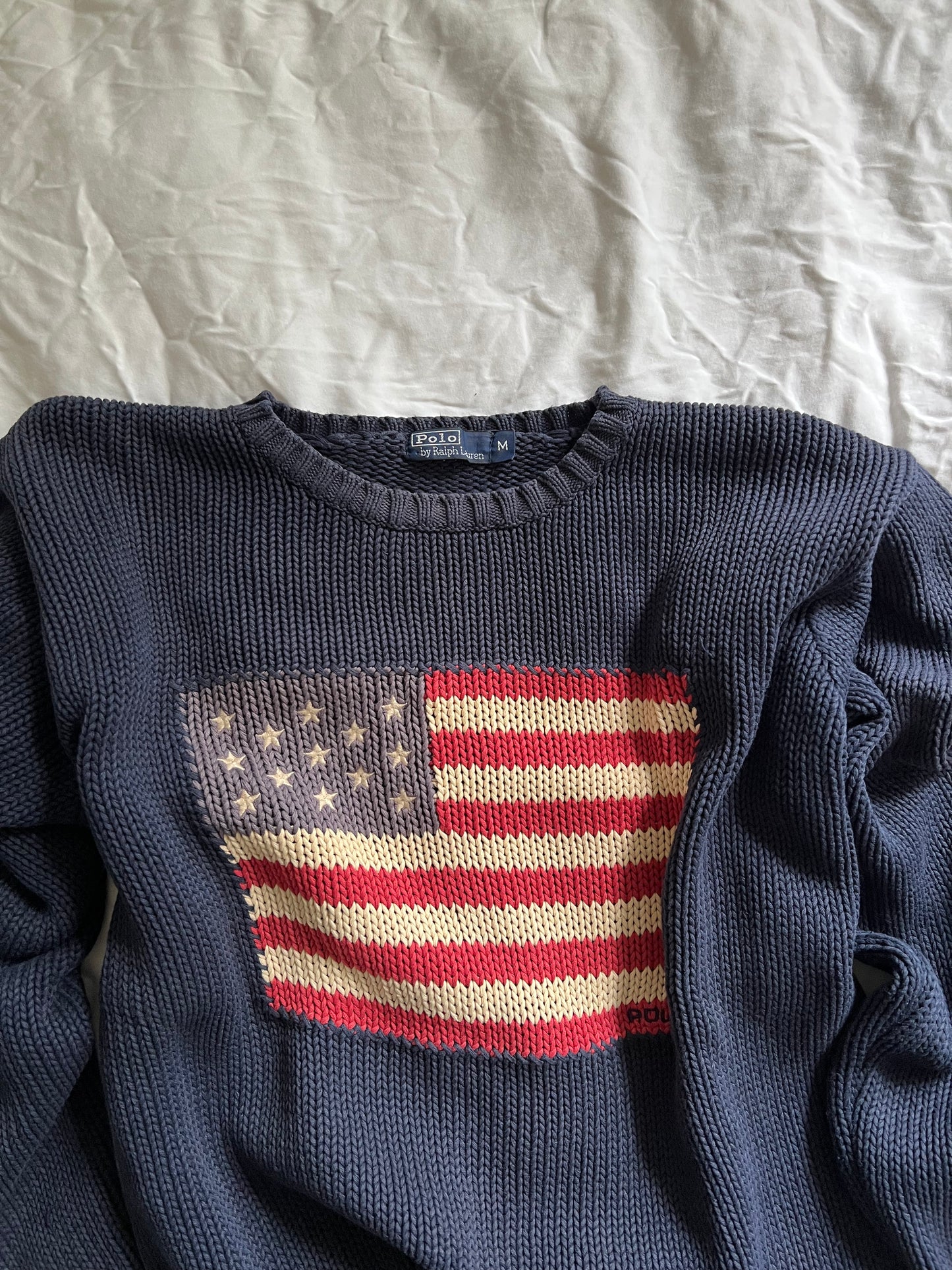 POLO BY RALPH LAUREN FLAG SWEATER MEDIUM