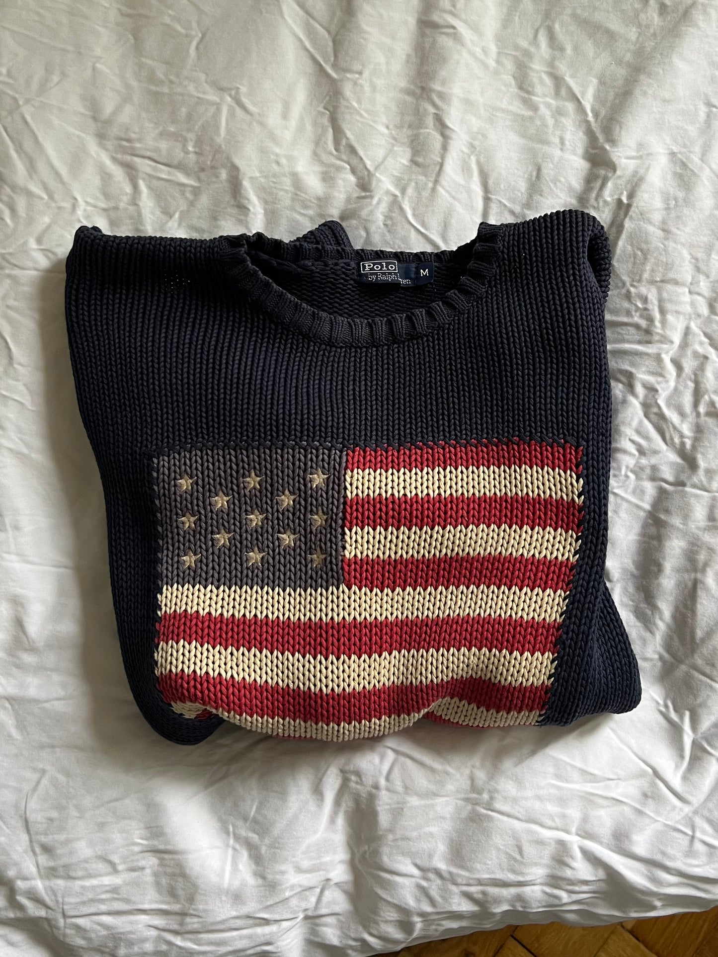 POLO BY RALPH LAUREN FLAG SWEATER MEDIUM